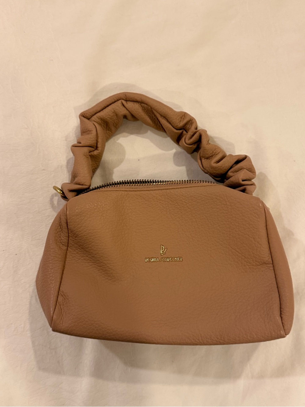 Paula Cademartori Mini Scrunch-Handle Leather Bag - Tan